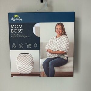 Itzy Ritzy Mom Boss Checkered Cover in Cream and White